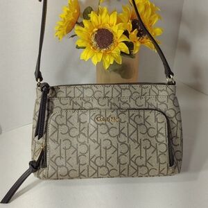CALVIN KLEIN Tan Monogram Crossbody Bag NWOT